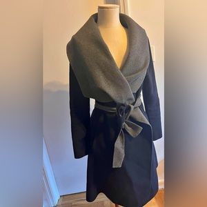 diane von furstenberg wrap reversible coat blue and grey